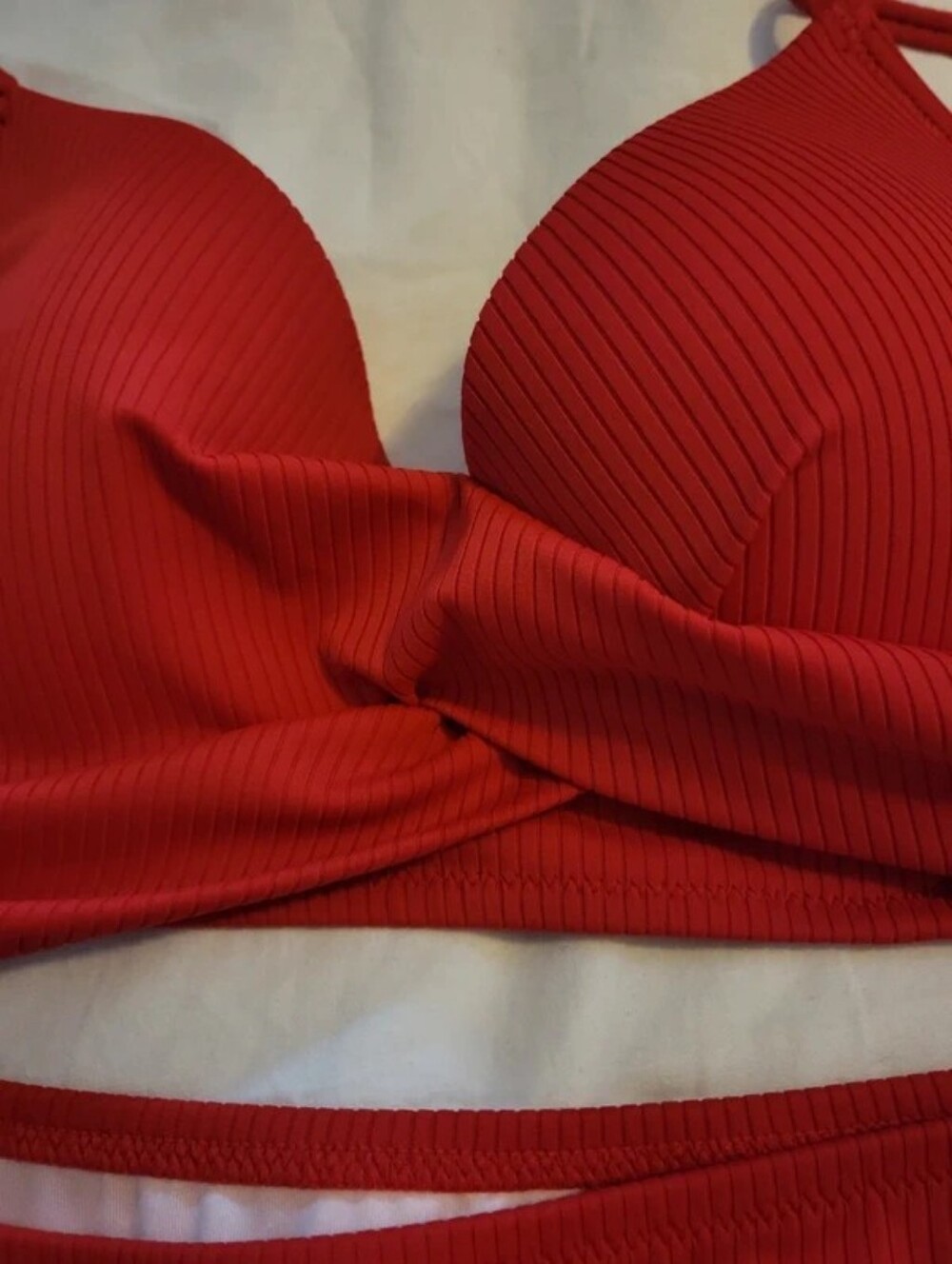 Shade & Shore Scarlet Ribbed Triangle Bikini Set - Picture 5 of 5
